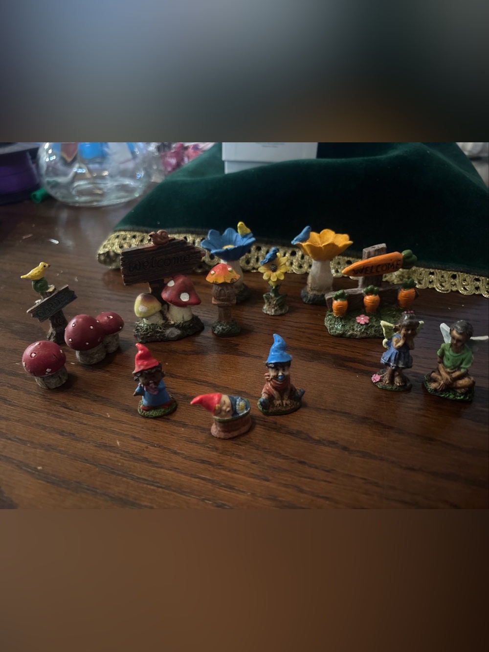 Miniature Fairy Garden Gnome Mushroom Fairy Welcome Sign Decor Lot Unbranded